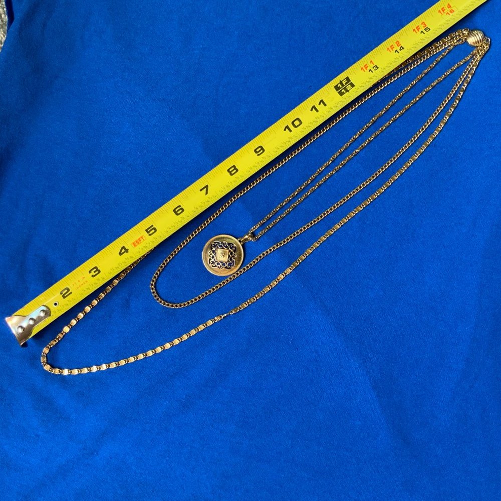 Gold Toned Three Chain and Pendant Necklace - Picture 6 of 7